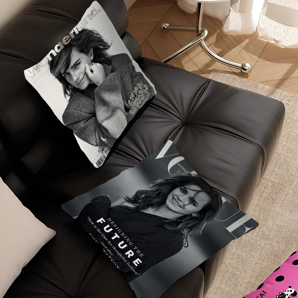 الممثلة E-Emma Watsons وسادة غطاء الوسادة المخدة غرفة المعيشة أريكة ديكور المنزل حسب الطلب