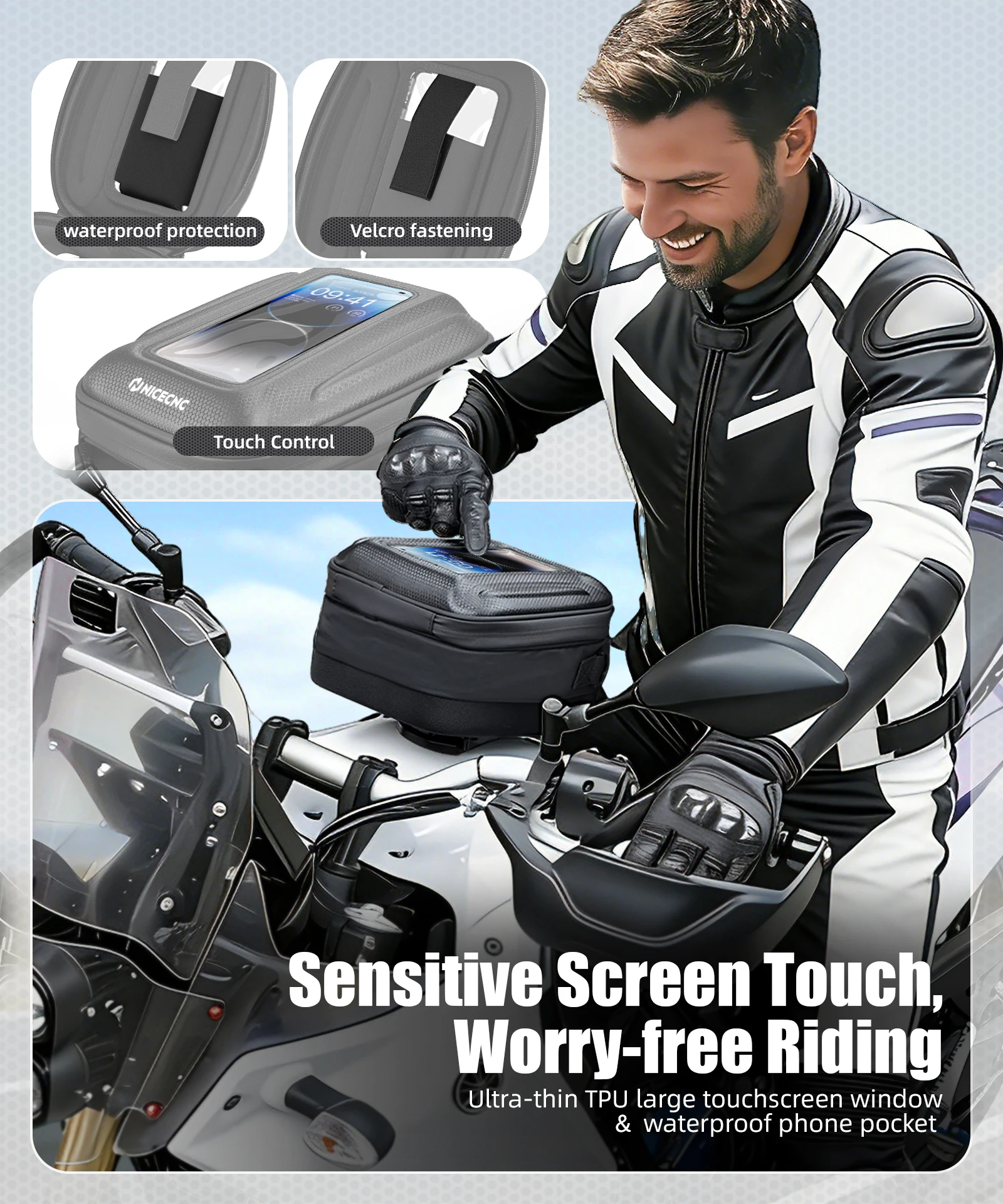 

For Honda CRF1100L Motorcycle Tank Bag Motorcycle Waterproof Black Fuel Tank Bag Quick Release Portable Storage Bag