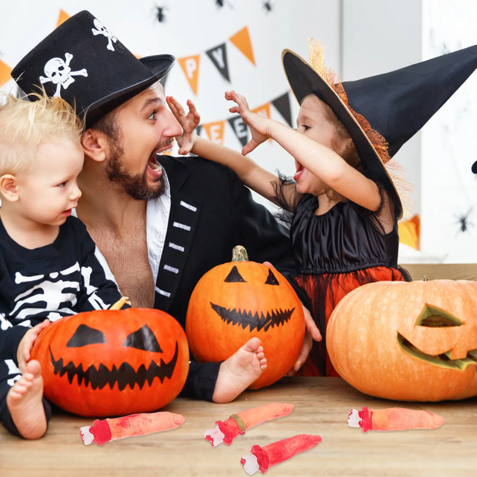 

10 шт. Хэллоуинские кровавые пальцы-муляжи, имитация отрубленных пальцев, декор для вечеринки в стиле Хэллоуин, украшение для дома с привидениями