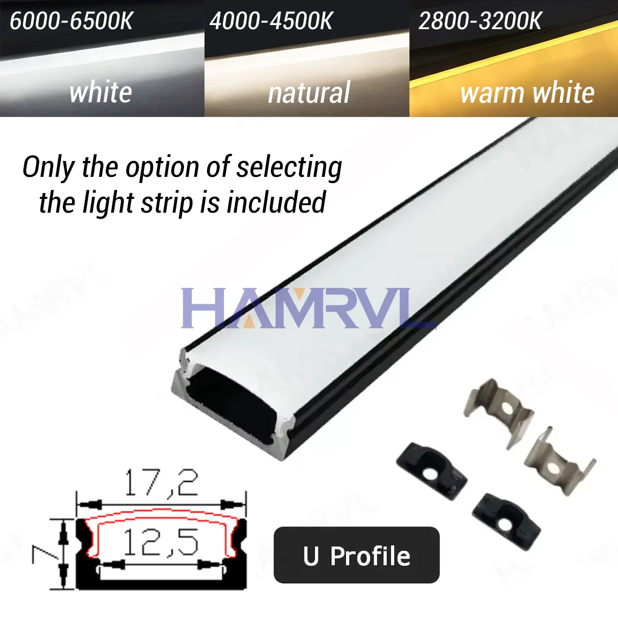 DC12V LED Aluminum U/V/W Profile, 50/100cm Easy Installation Track Light, 3000-6000K Home Bedroom Office Decor Lamp
