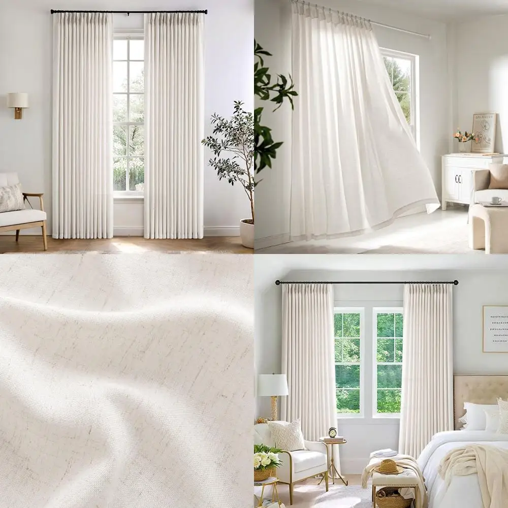 

Плиссированные полупрозрачные шторы длиной 92 дюйма с кольцами и зажимами, светопропускающие шторы для гостиной, 2 панели