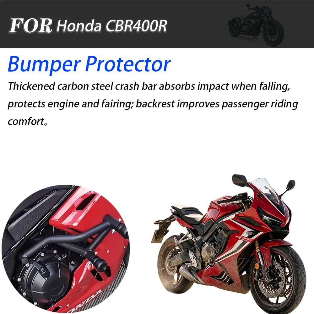 Engine Guard Anti‑fall Spring‑Head Race Crash Bar Bumper Protector For Honda CBR400R Motorcycle Aftermarket Mod Parts