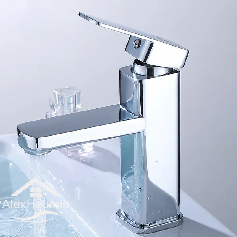 Wash Basin Faucet with Electroplating Process Cold and Hot Bathroom Hot and Cold Water Tap Mixer Deck Mounted