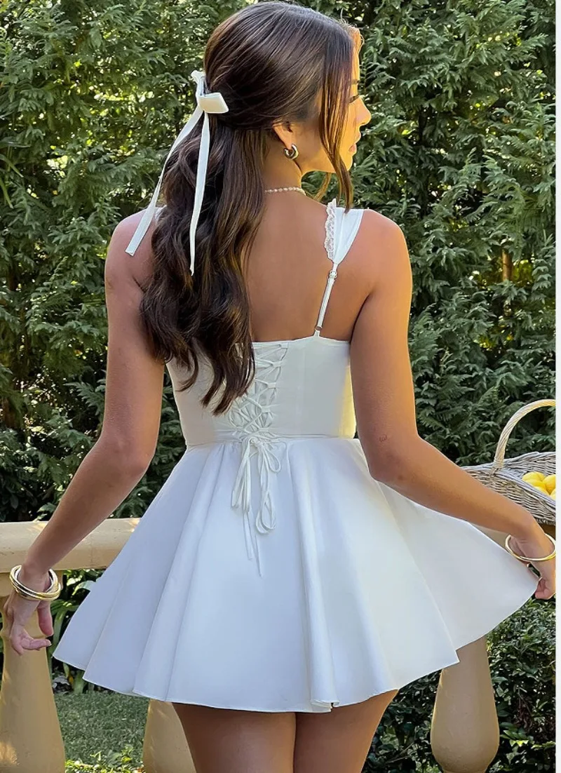 Vestido de verano para mujer, línea A, Sexy, sin mangas, para noche, graduación, fiesta de cumpleaños, Mini Vestido corto ajustado, trajes sexys para mujer 2025