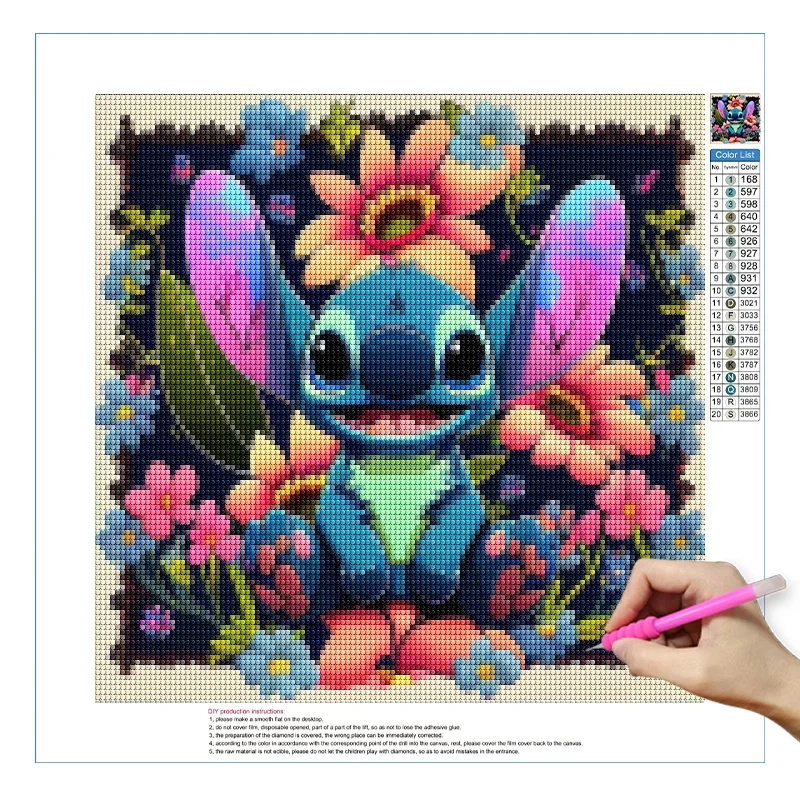 Disney Stitch 5D DIY zestaw do malowania diamentami Anime diamentowe hafty malowanie pełna diamentowa mozaika sztuka DIY zdjęcia dekoracyjne