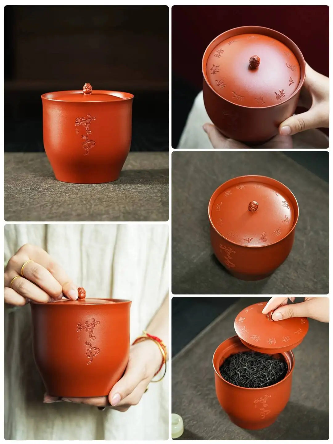 Yihu Chun Premium Yixing Zisha Small Handmade Awakening Canister, Original Mine Zhu Clay No-Competition Tea Storage 200G
