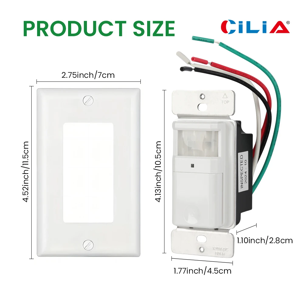 Interruptor de luz com sensor de movimento PIR na parede, interruptor de sensor de ocupação multivisualização, interruptor de sensor precisa de linha neutra