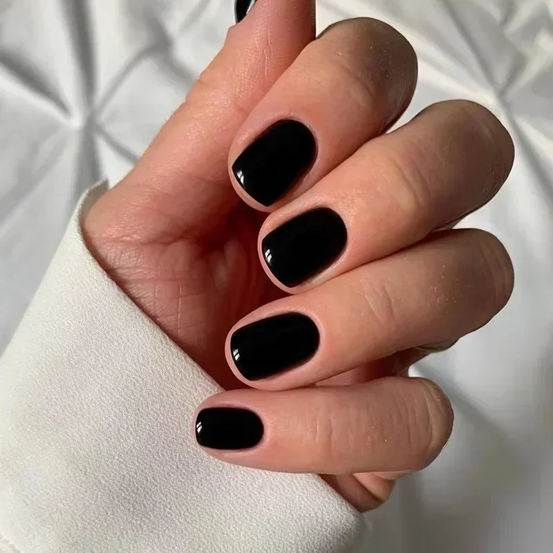 24pcs Brown Short Square False Nails Classic Solid Color Design Simple Fake Nails Ballet Full Cover Nail Manicure Tips for Girls