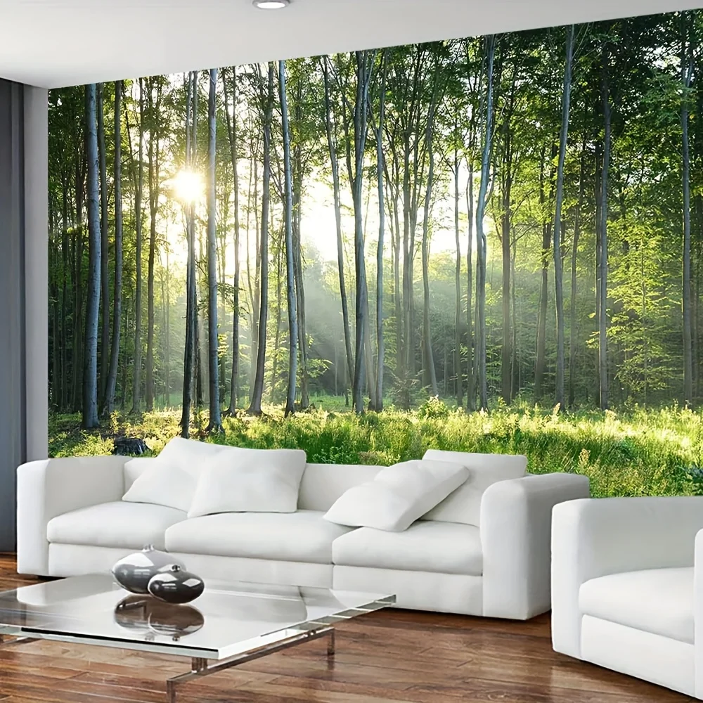Natural Landscape Forest Tapestry - Polyester Blacklight Wall Hanging for Living Room Bedroom Decor  Home & Party Decoration
