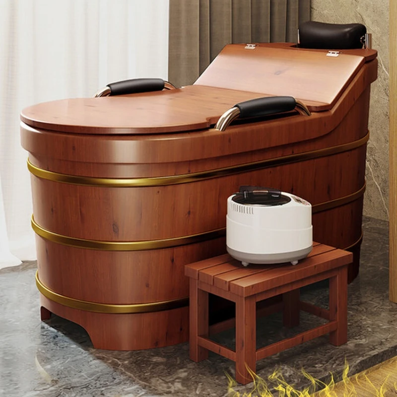 Cedar Fumigation Bath Barrel Bath Barrel Armrest Adult Body Bath Bucket Bathtub Basin