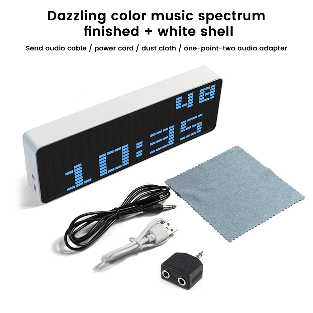 USB 5V 1A LED Light Stereo Music Spectrum Electronic Clock Voice Rhythm RGB Car Audio Level Indicator Automobile Atmosphere Lamp