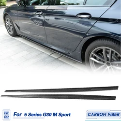 Car Side Skirts Extensions Carbon Fiber For BMW 5 Series G30 M5 M Sport Sedan 2017-2022 Door Aprons Bumper Protector FRP Black