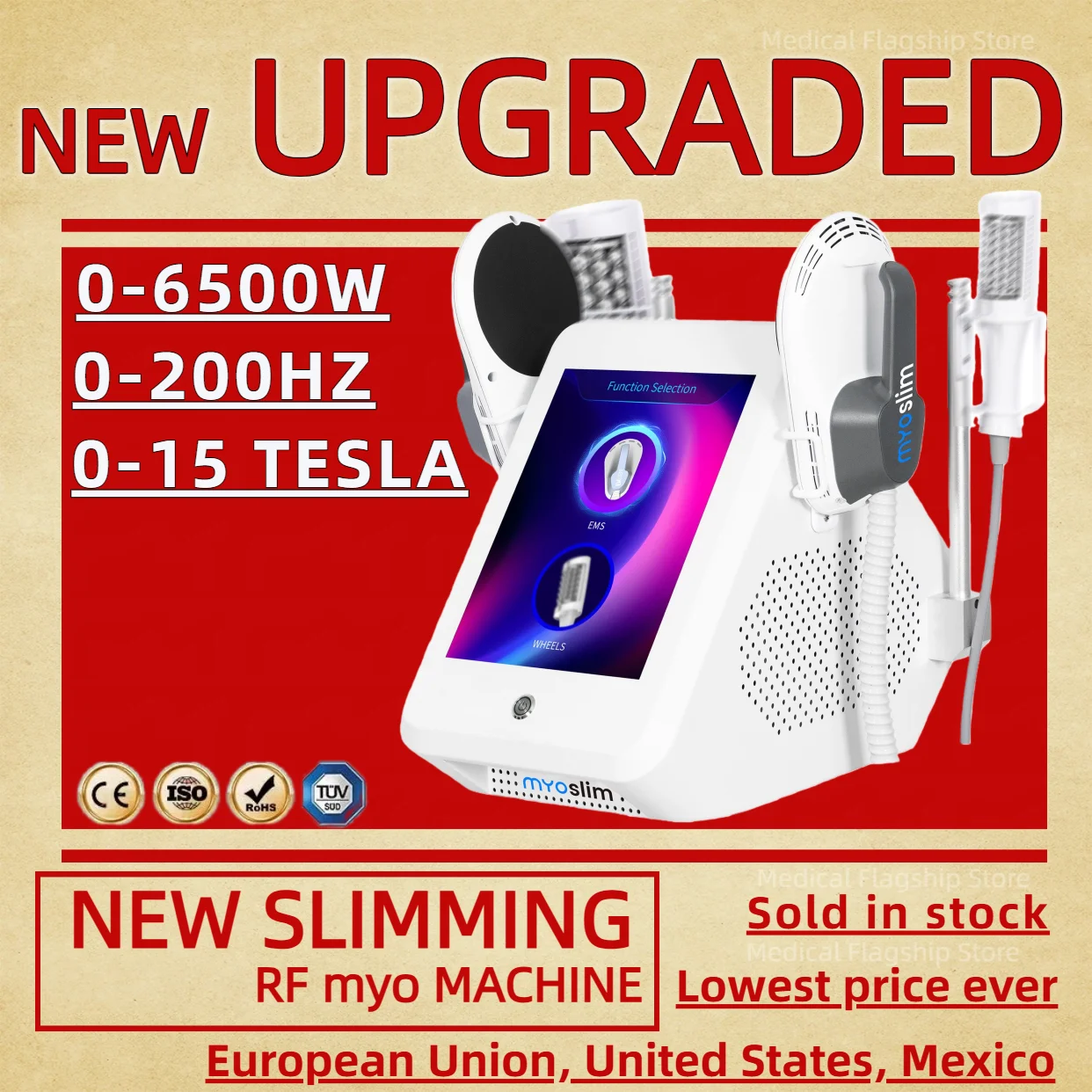 

6500W EMS MYOslim Sculpt Machine 200HZ Sculpting Electromagnetic Shaping Slimming Muscle Stimulation Weight Loss Therapy EMSzero