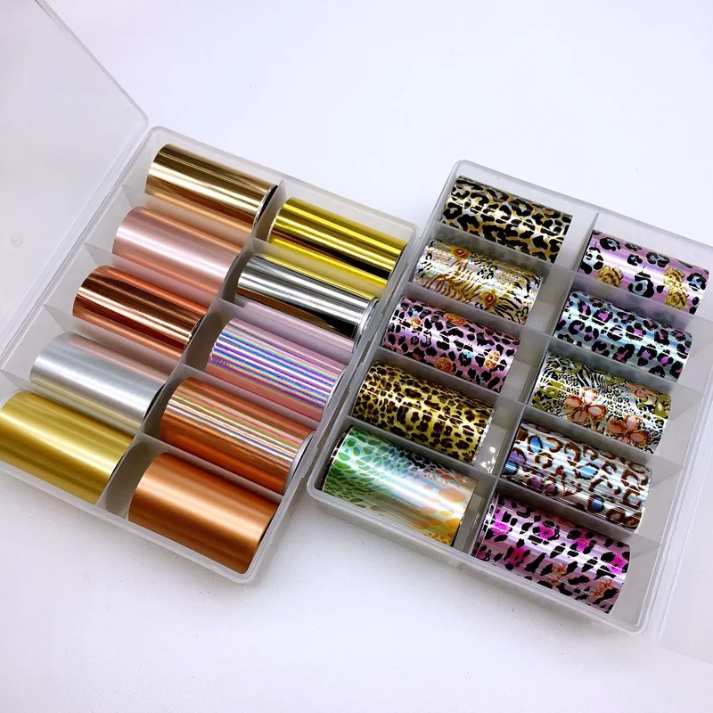 1 Set Metallic Mirror Holographic Nail Foils Metal Color Nail Art Sticker Starry Paper Transfer Tips Manicure Decoration M1-140