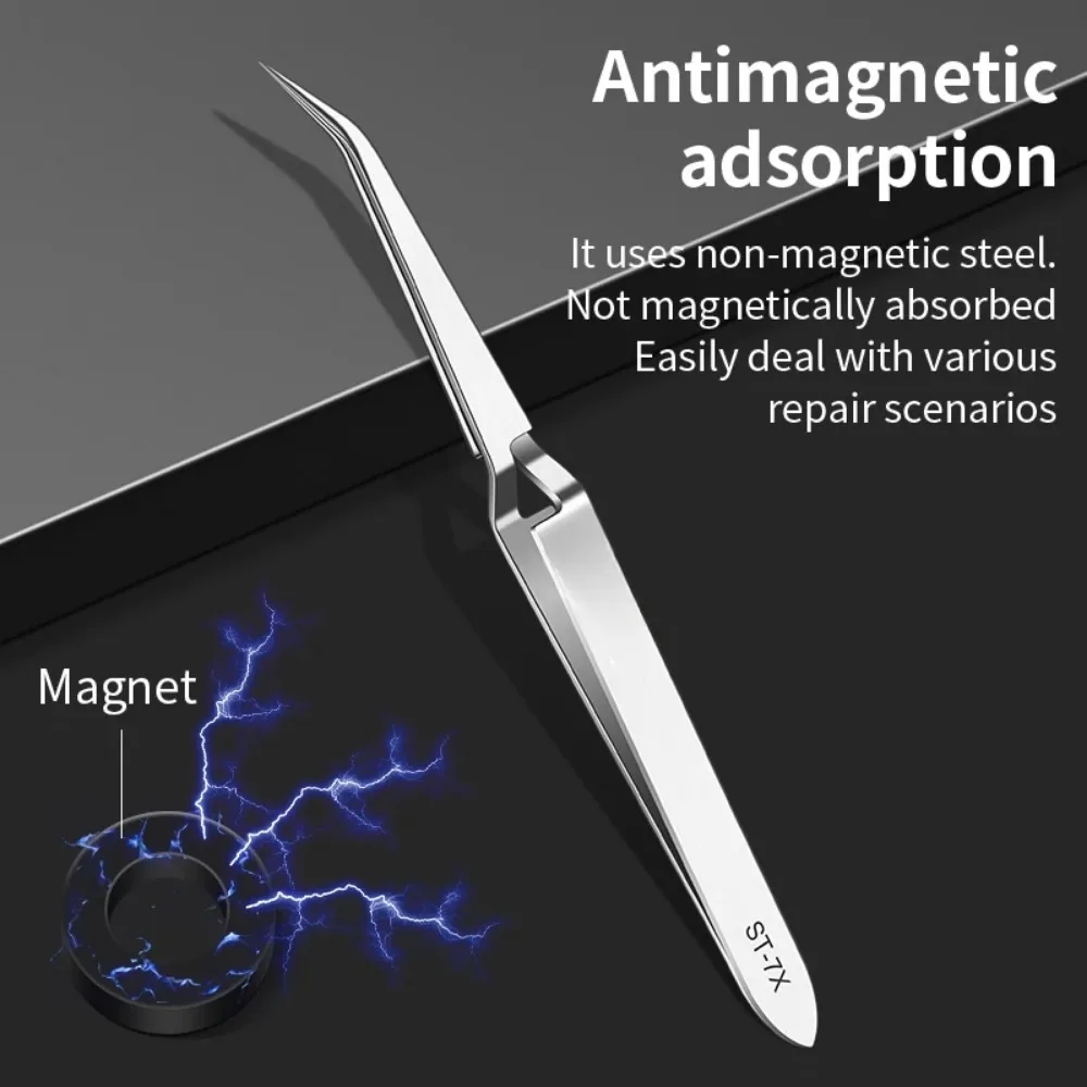 ملاقط عكسية من الفولاذ المقاوم للصدأ ملاقط صناعية مضادة للكهرباء الساكنة أدوات ملقط دقيقة غير مغناطيسية مقاومة للأحماض