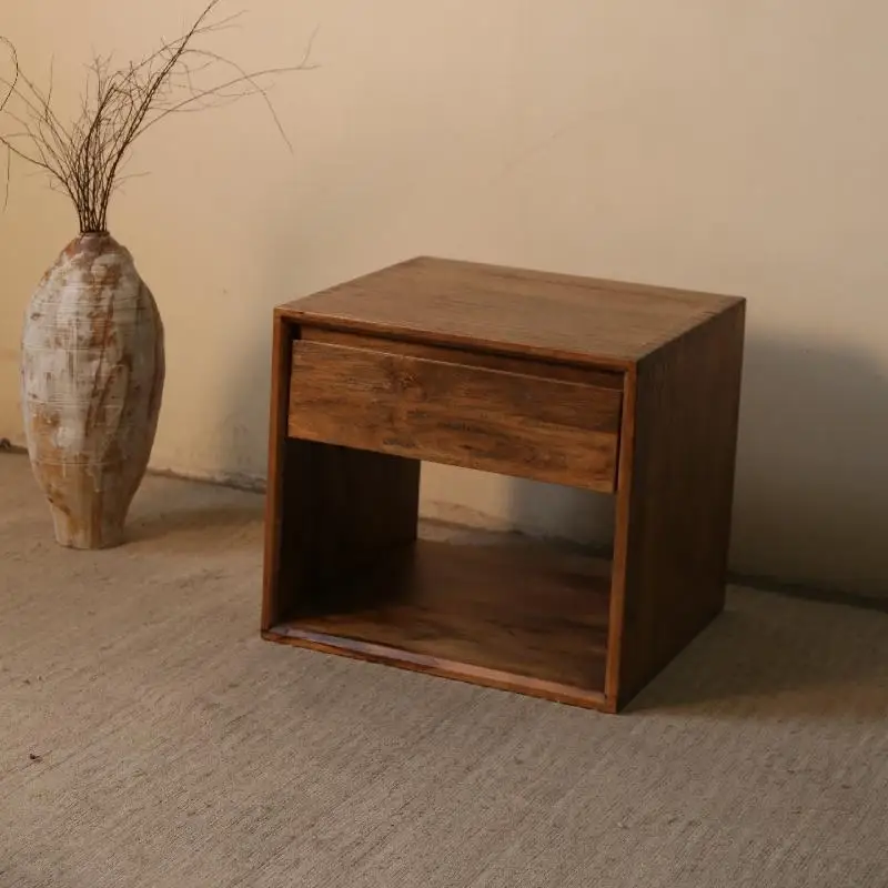 Solid Wood Modern Multi-functional Bedside Nightstand with Storage for Bedroom Dining Use