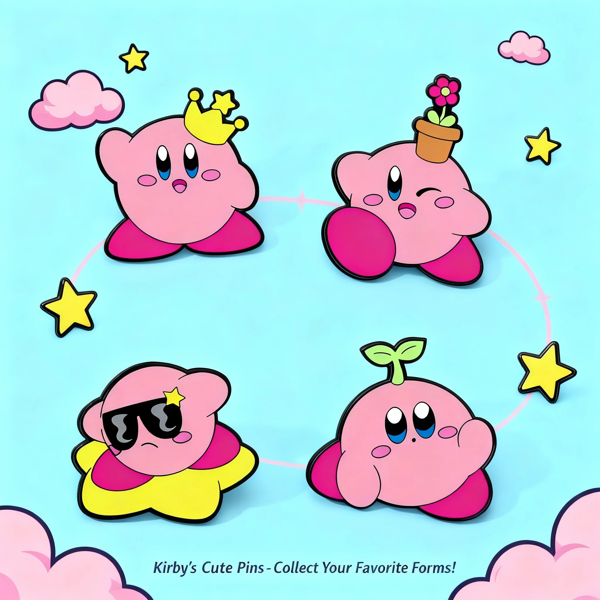 Model Kit Kirby - Zestaw emaliowanych przypinek z motywami z