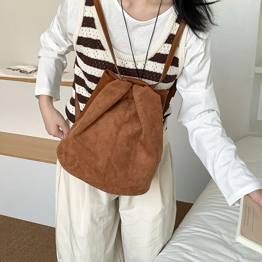 Faux Suede tas jinjing ember u - Luxury Bags Korea ulasan dan harga