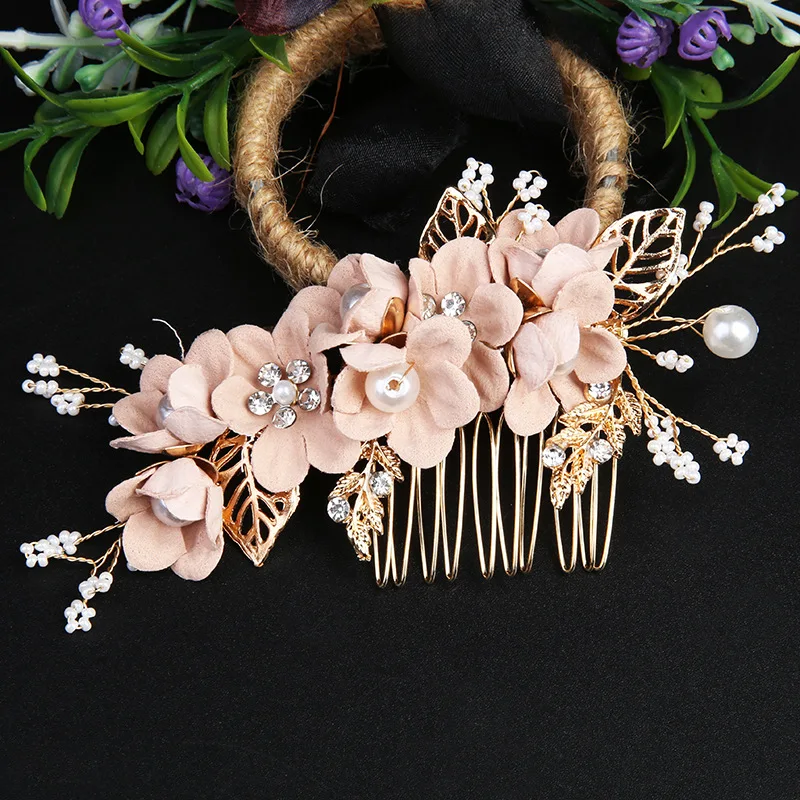 Fashion Bride Hair Comb Flower and Pearl Hair Comb Bride Wedding Aolly Hair Accessories Jewerly Headwear