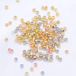 100pcs  2.0/2.5mm 14K/18K/ Plated Gold Brass Crimp Beads Stopper Spacer Beads For DIY Jewelry Finding Making Accessories