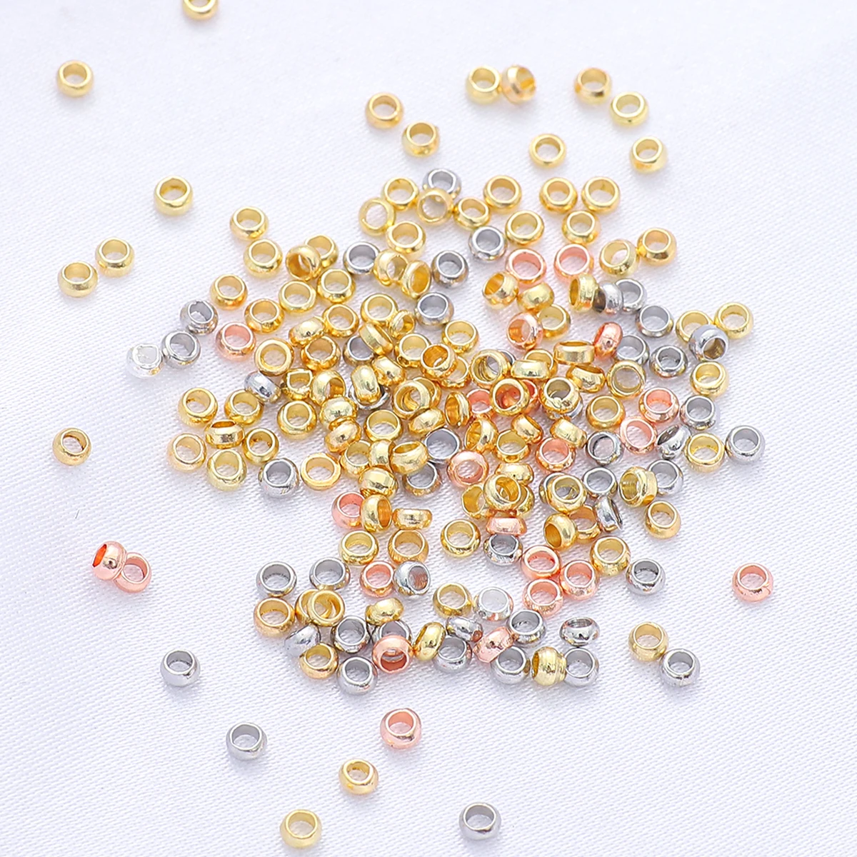 100pcs  2.0/2.5mm 14K/18K/ Plated Gold Brass Crimp Beads Stopper Spacer Beads For DIY Jewelry Finding Making Accessories