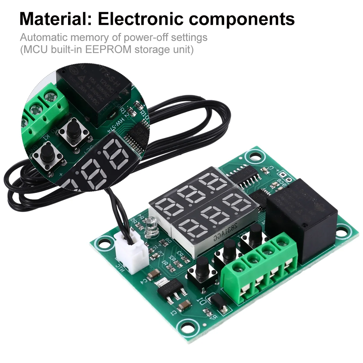 Módulo controlador de temperatura dc 12v placa termostato digital sensor controle preciso diferença de retorno de 0.1 graus