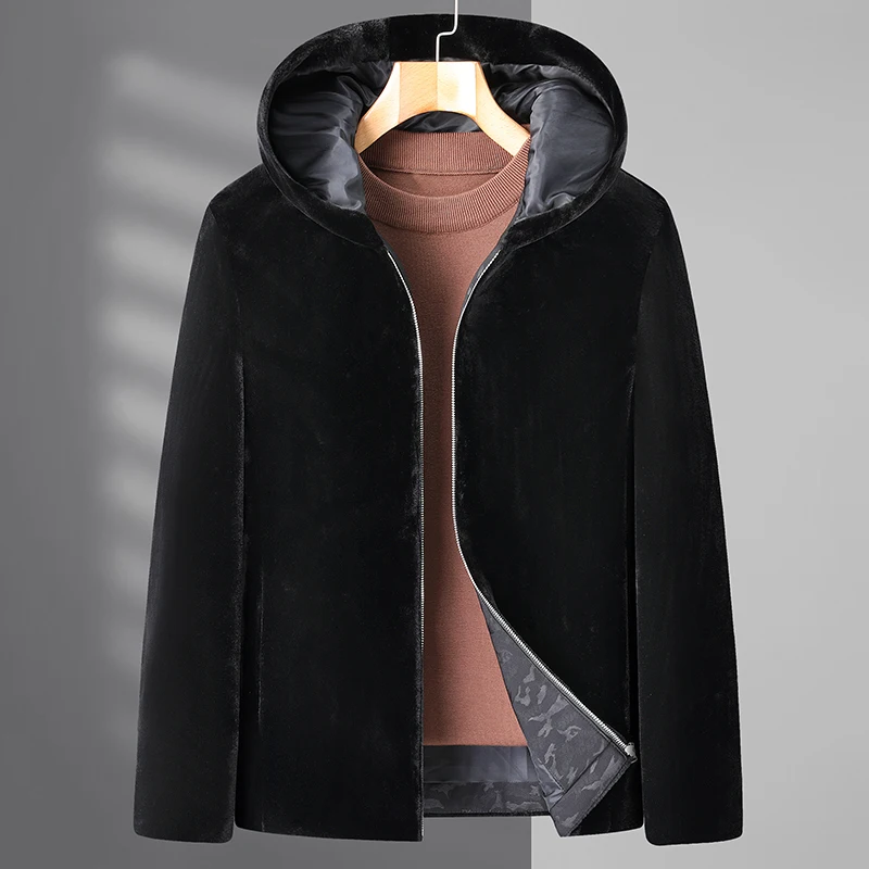 

High Quality Plus Fat Size Men's Fashion Imitation Mink Fur Coat Fat Casual Man Big Belly Middle-aged Jacket Warm Outsid