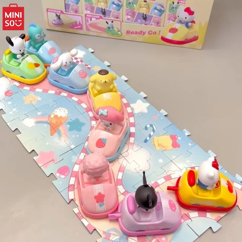 MINISO Sanrio Family Bumper Car Series Blind Box Kawaii Hello Kitty Kuromi Decorative Ornaments Children's Toys Birthday Gift