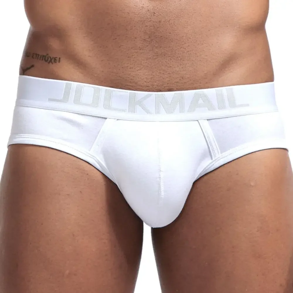 JOCKMAIL Youth Fashion U convex Men\'s Underwear Low Waist Cotton Sexy Comfortable Breathable Briefs White black