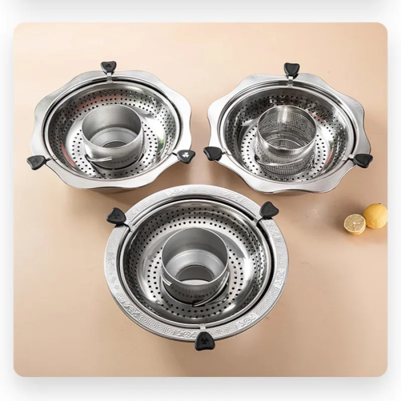 Rotating lift Stainless Steel Steam Barbecue BBQ Hot Pot Soup Mandarin Duck Shabu Pagoda Pot Chinese Kitchen Hotpot