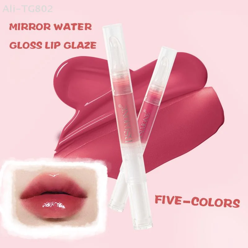 BSIMONE 1 قطعة ملمع شفاه مائي بلمعة المرآة، تينت شفاه مرطب، أحمر شفاه طبيعي بلون نيود، أداة مكياج تجميلية بتحكم دوار في الكمية