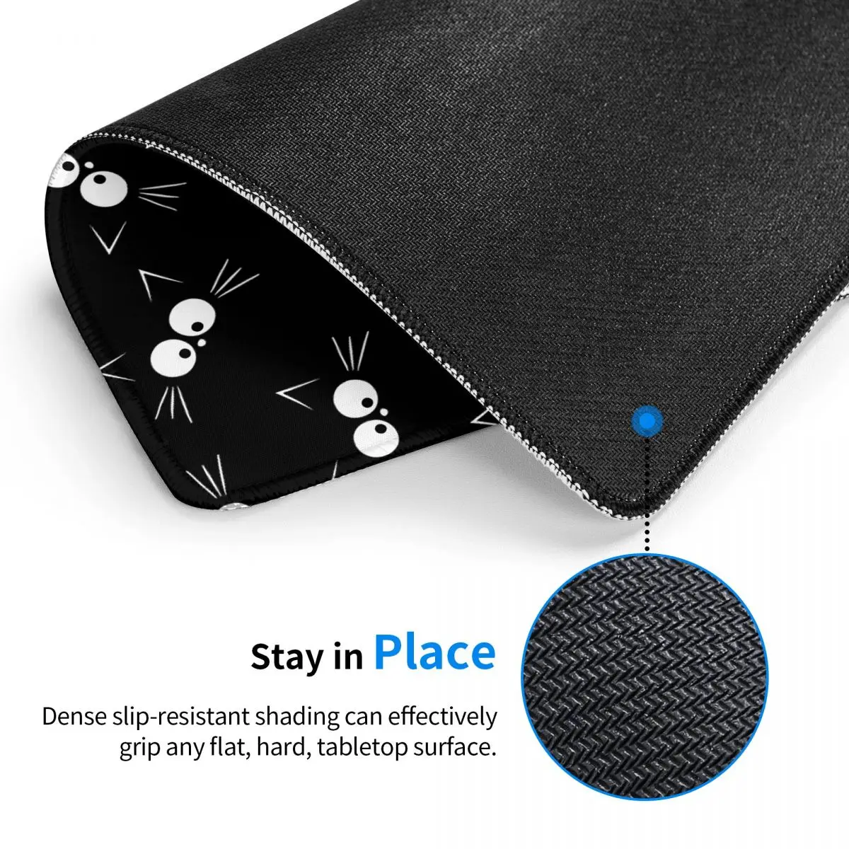 Cute Black Cat Pattern Mouse Pad Gamer PC Laptop Mats Keyboard Carpet Computer Gaming Office AccessoriesDesk Mat 7x9 in 22x18 cm