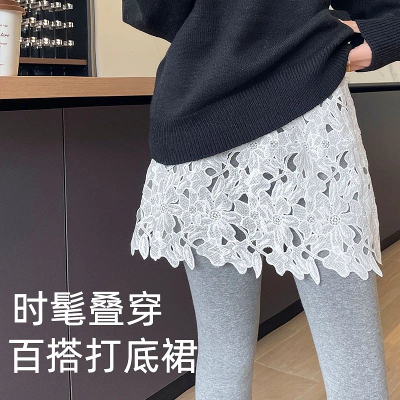 Floral Hollow Out Fart Curtain Mini Detachable A-line Hem Short Skirt Extender Half Length Skirt