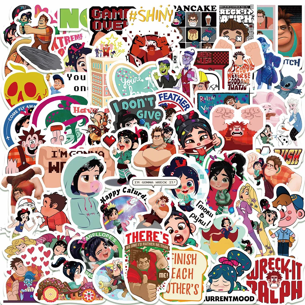 

10/30/50pcs Disney Movie Ralph Breaks the Internet Stickers Decals Waterproof Graffiti Skateboard Laptop Phone Kids Sticker Toys