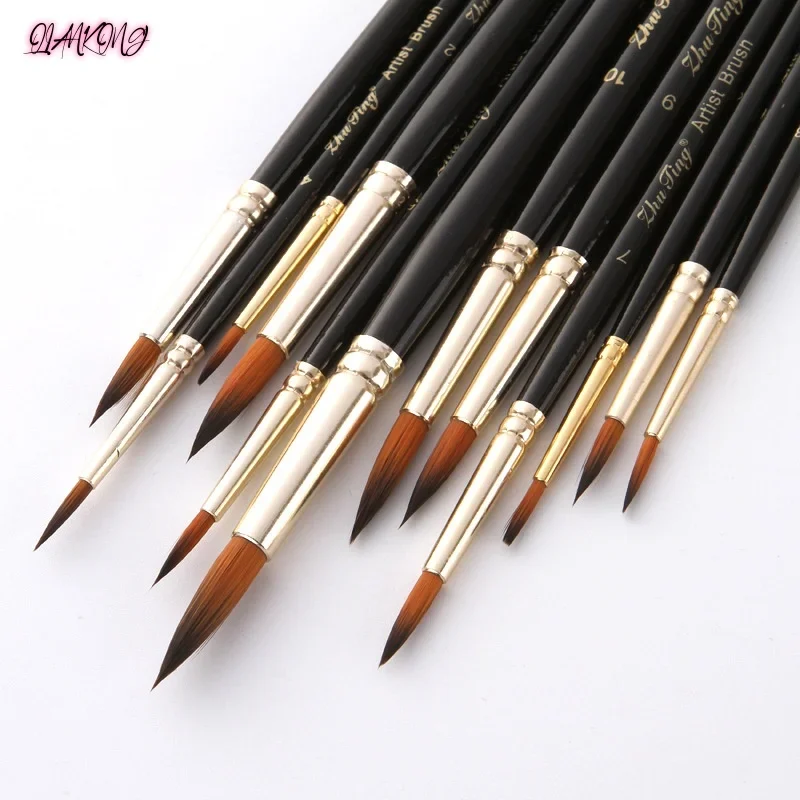 

12pcs Professional Paint Brushes Set Round Pointed Tip Nylon Hair Artist Acrylic Brush For Acrylic Watercolor Oil Painting Body