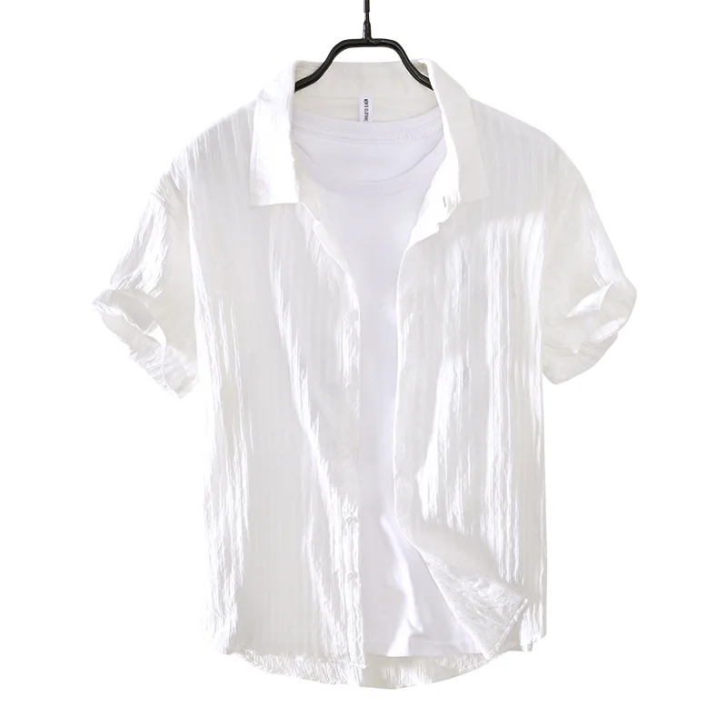 

Summer men's sun protection outer wear solid color shirts Casual loose cotton breathable shirts