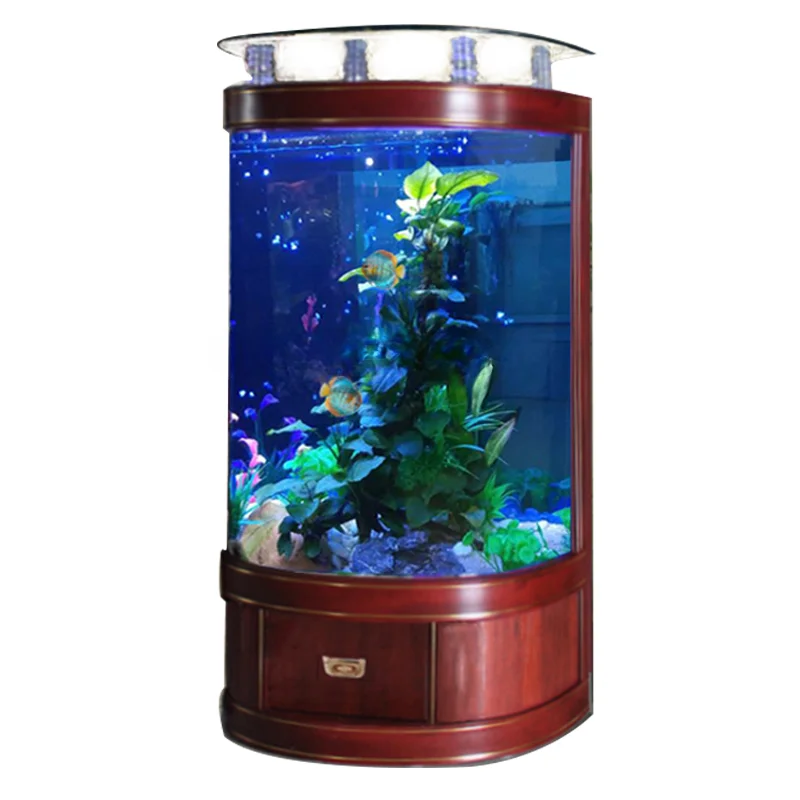 

Semicircle Fish Tank Floor Living Room Chinese Light Luxury Home Small and Medium Ecological Aquarium