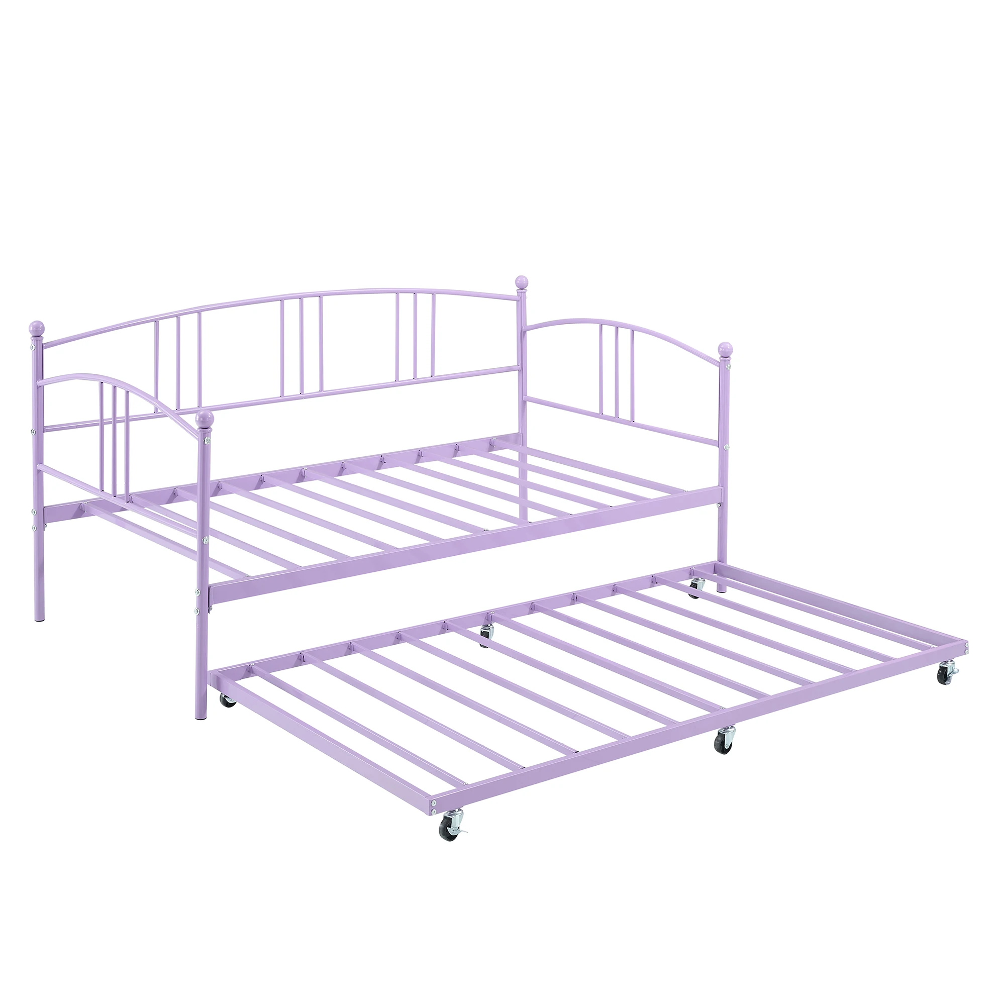 Space-Saving Twin Metal Daybed with Trundle - Durable Steel Slat Support, No Box Spring Needed, Easy Assembly - Ideal for Kids, Teens, and Adults in Living Room or Guest Room - Black or White