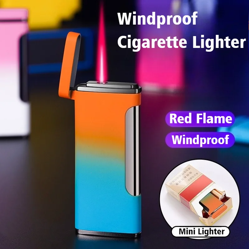 

New Cigar Igniters Smoke Butane Inflatable Red Fire Metal Lighter Windproof Open Flame Cigarettes Lighters & Smoking Accessories