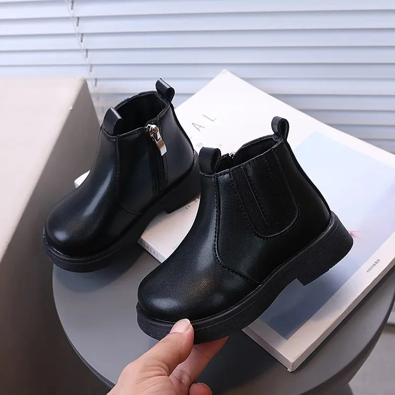 

Boys Popular Soft Soled Baby Short Boots Girls New Sweet Cool British Boots Versatile Foreign Style Fashion Models Side Zipper