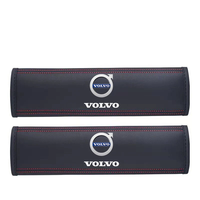 2PC Leather Car Seat Belt Shoulder Protector Cover For Volvo Xc60 Xc90 V40 V60 S60 V50 V90 S80 C40 XC40 V70 C30 C70 EX90 Rdesign