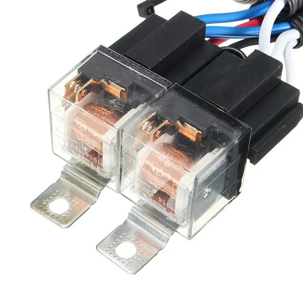 Wiring Harness Relay Left/Right/Front 12V 2-Headlight Light 100W/90W 80A Bulb Ceramic H4 Headlamp Heavy Trucks