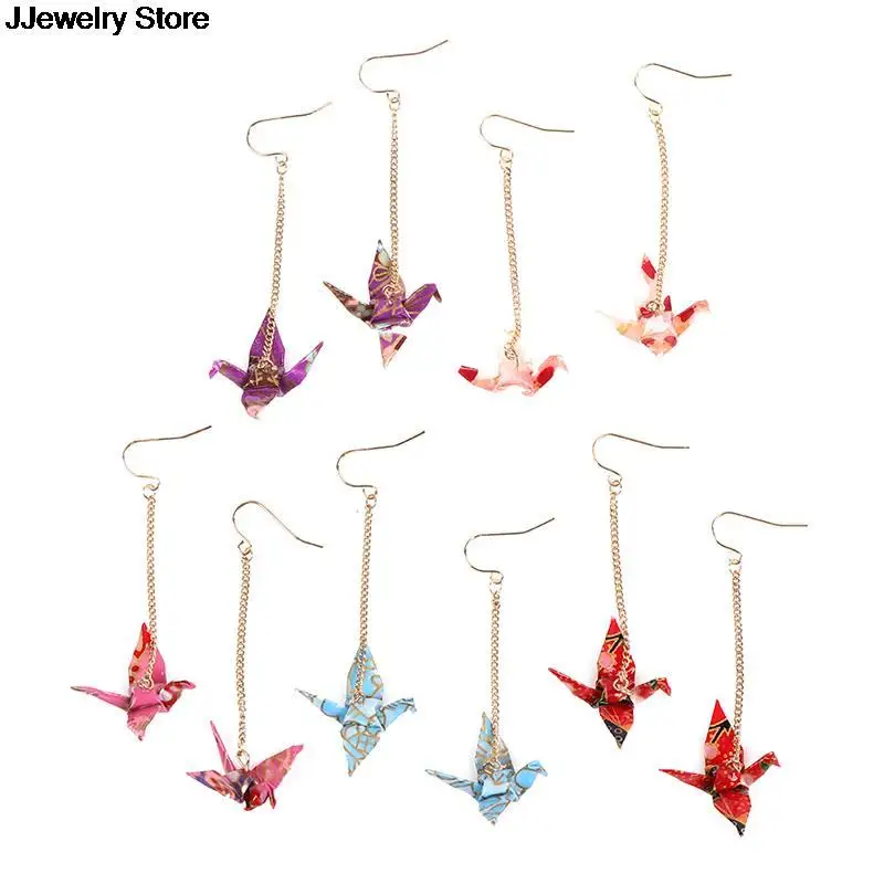 1 Pair Of Earrings Origami blings Bird Cranes Paper Earrings Red Romantic Crane Pendant Trendy Jewelry For Women Accessories HOT