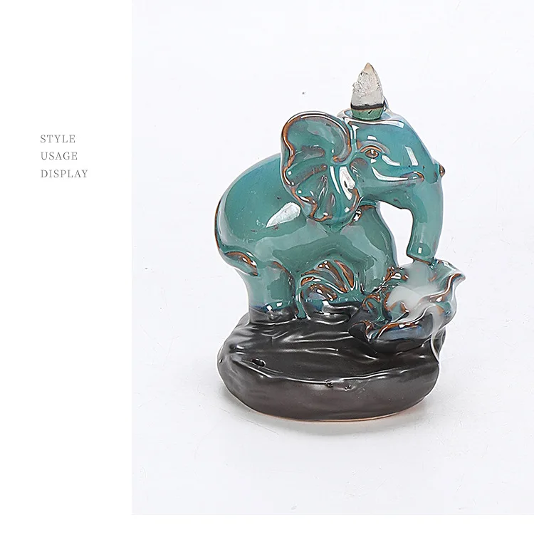 Ceramic European American Statue Backflow Incense Burner, Creative Beauty Elephant Backflow Incense Pedestal Fragrance Diffuser