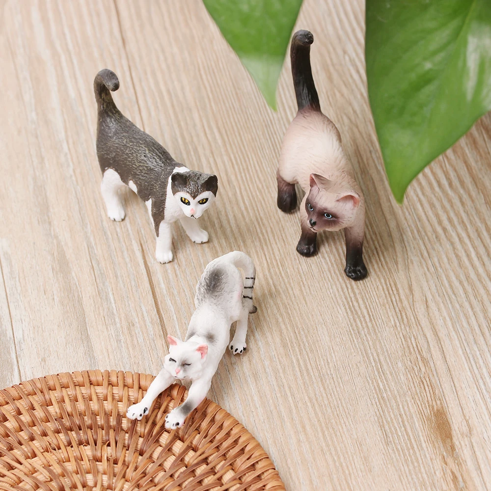 1Pc Neko Figurine Miniature Cat Simulation Animal Mini Pet Model Plastic Toy Doll House Decor Bonsai Ornament Fairy Garden