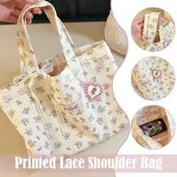 Fashion Canvas Printed Tote Bag Sweet Storage Handbags Wide With Bag Capacity Bags Lace Canvas Shoulder Large Shoulder Stra S4T8