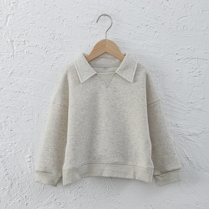 Kinder kleidung Jungen und Mädchen Baumwolle Plüsch warme Sweatshirts Herbst Winter neue Kinder Revers lässig lose Langarm pullover – Detail 13