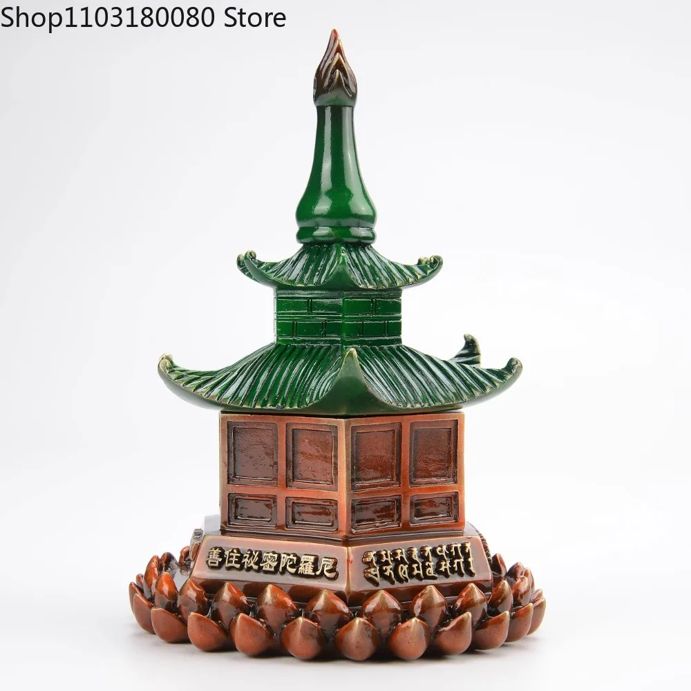 

Copper Brass Dabao guangbo pavilion Good at staying secret Doloni Stupa statue Tibet Pagodas Sarira Dagoba decor 19cm,13cm