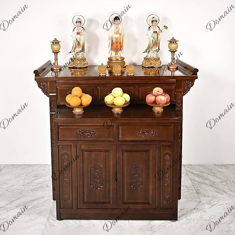 QA Buddhist Altar Table Solid Wood Home Worship Shrine Incense Burner Stand Offering Furniture
