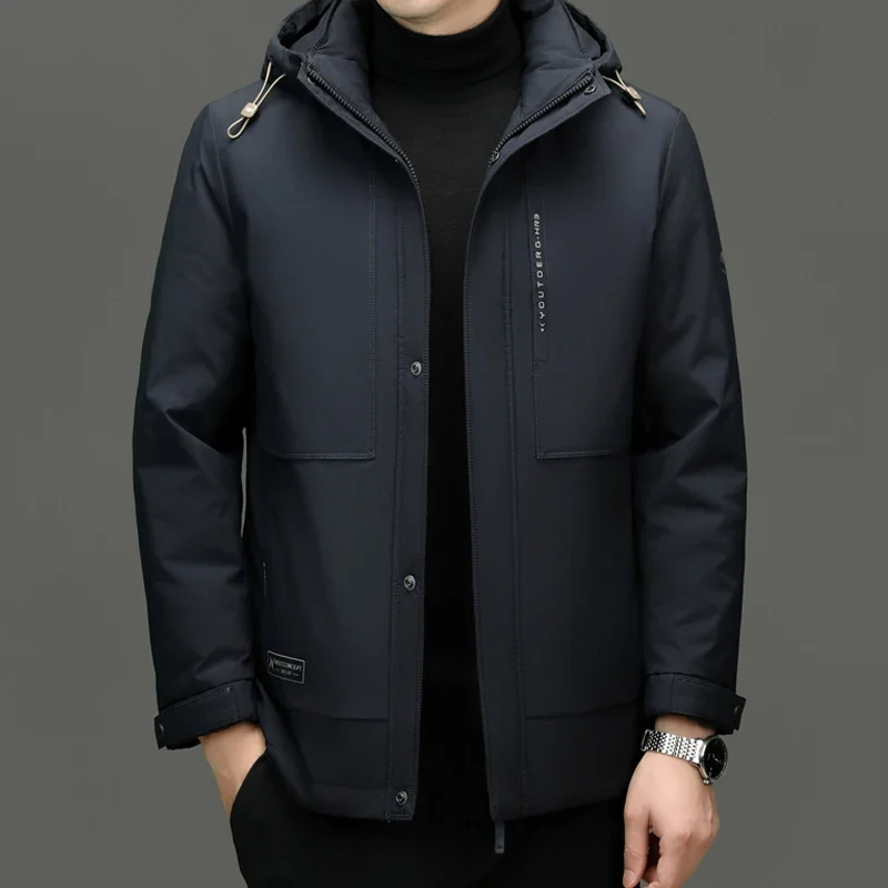 

Men's Luxury Down Jacket Removable Liner and Cap Designer Clothes Men Duck Down Padding Man Jackets Warm Man Winter Coat